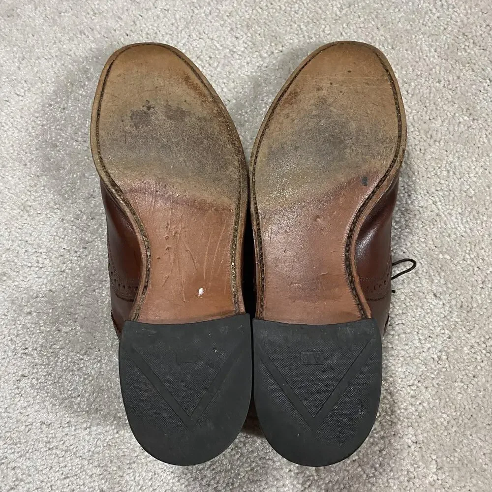 Allen Edmonds Rutland Shoes Mens 12 D Brown Leather Cap Toe Dress Oxford USA